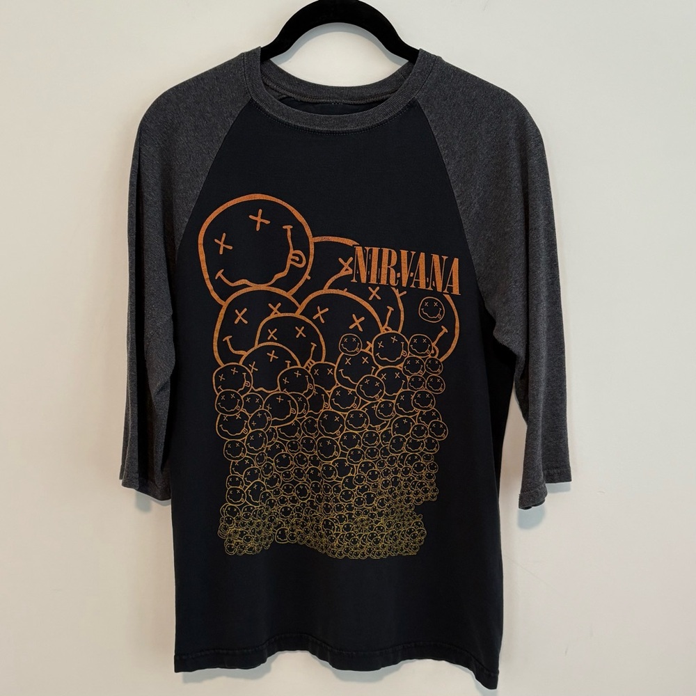 Nirvana Smiley Face Baseball T-Shirt